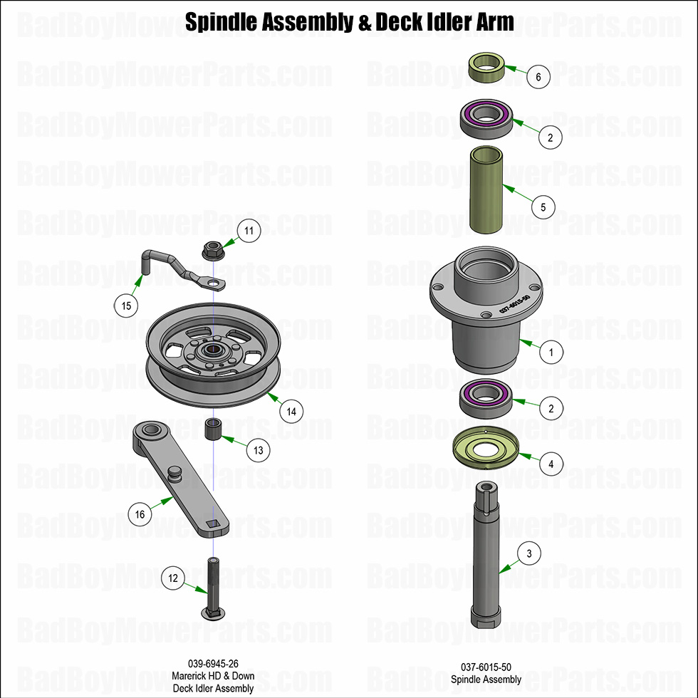 2025 Maverick - Spindle Assembly & Deck Idler Arm